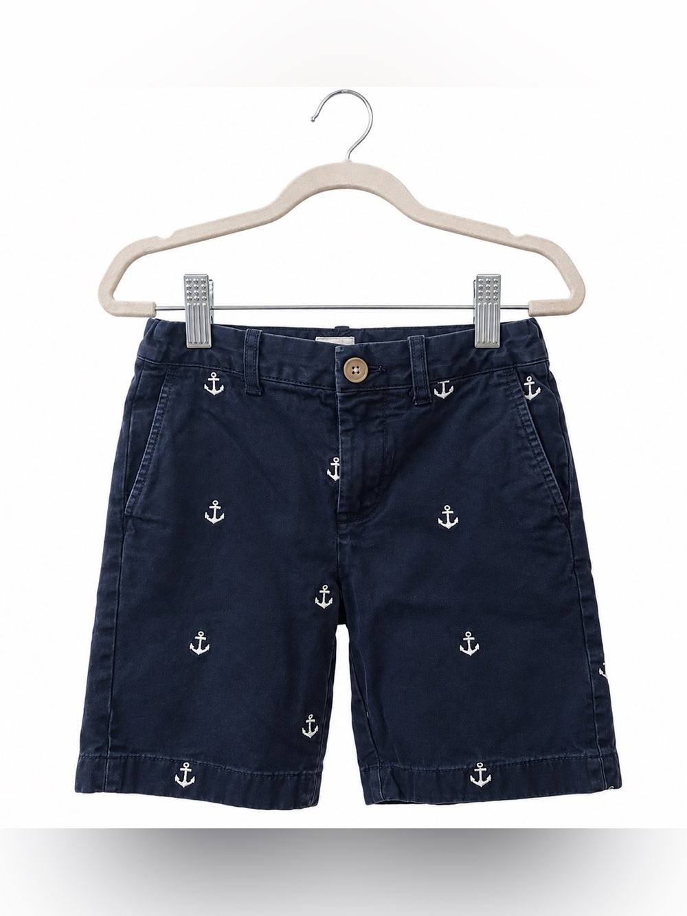 J. Crew Navy Shorts with White Anchor Embroidery